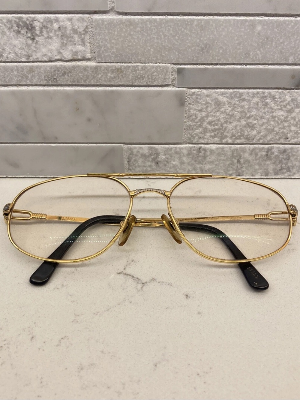 Men’s Eyeglasses 22K GP Fresco F10 3-Micron *FRAMES ONLY* 57-17 - Made In Italy